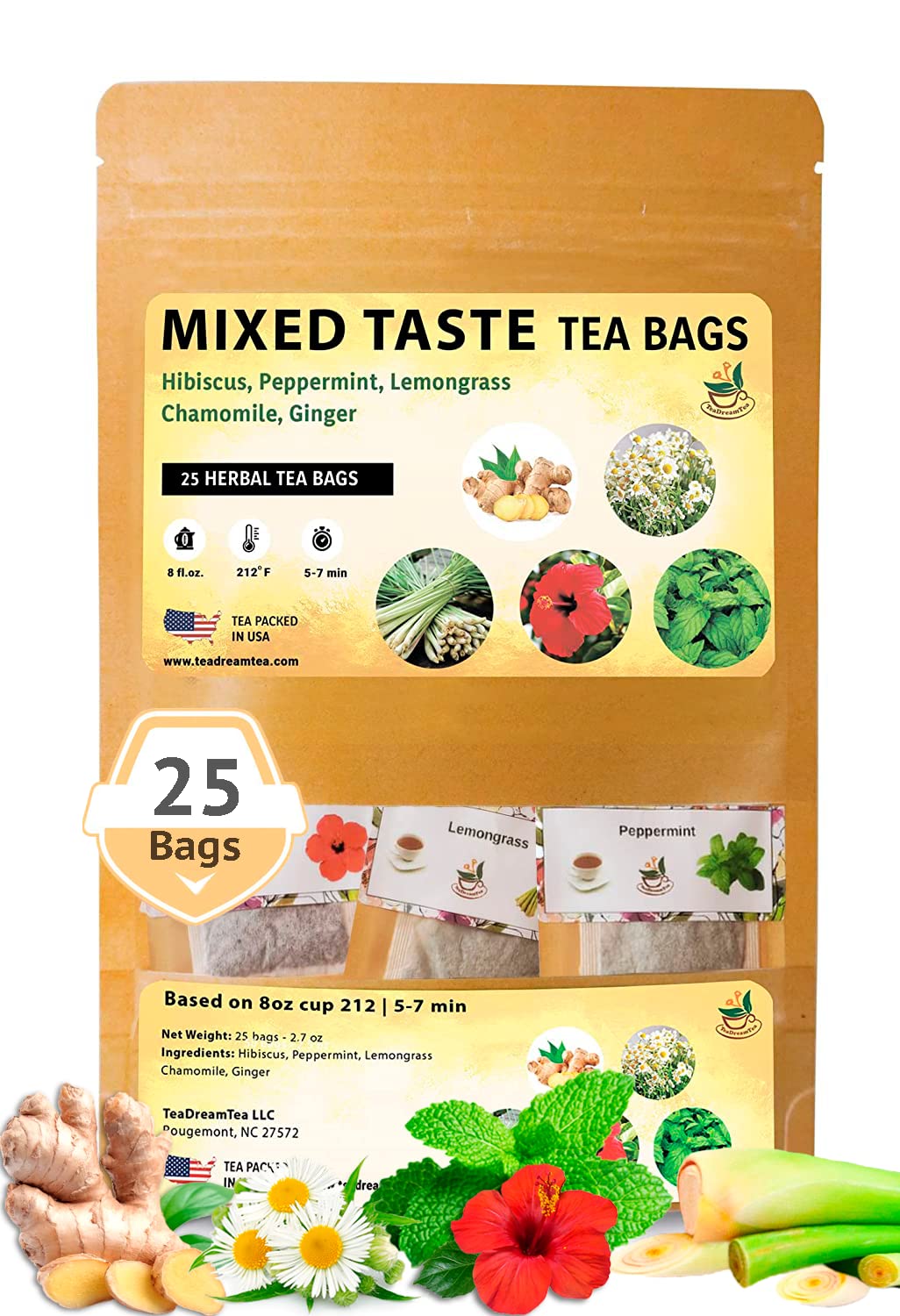 Tea Bag Sampler, 25 Tea Bags - TeaDreamTea