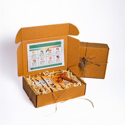 Herbal Tea Bag Gift Box Sampler – 7-Packs of Tea Bag Tea + Bonus Carrot Loose Leaf