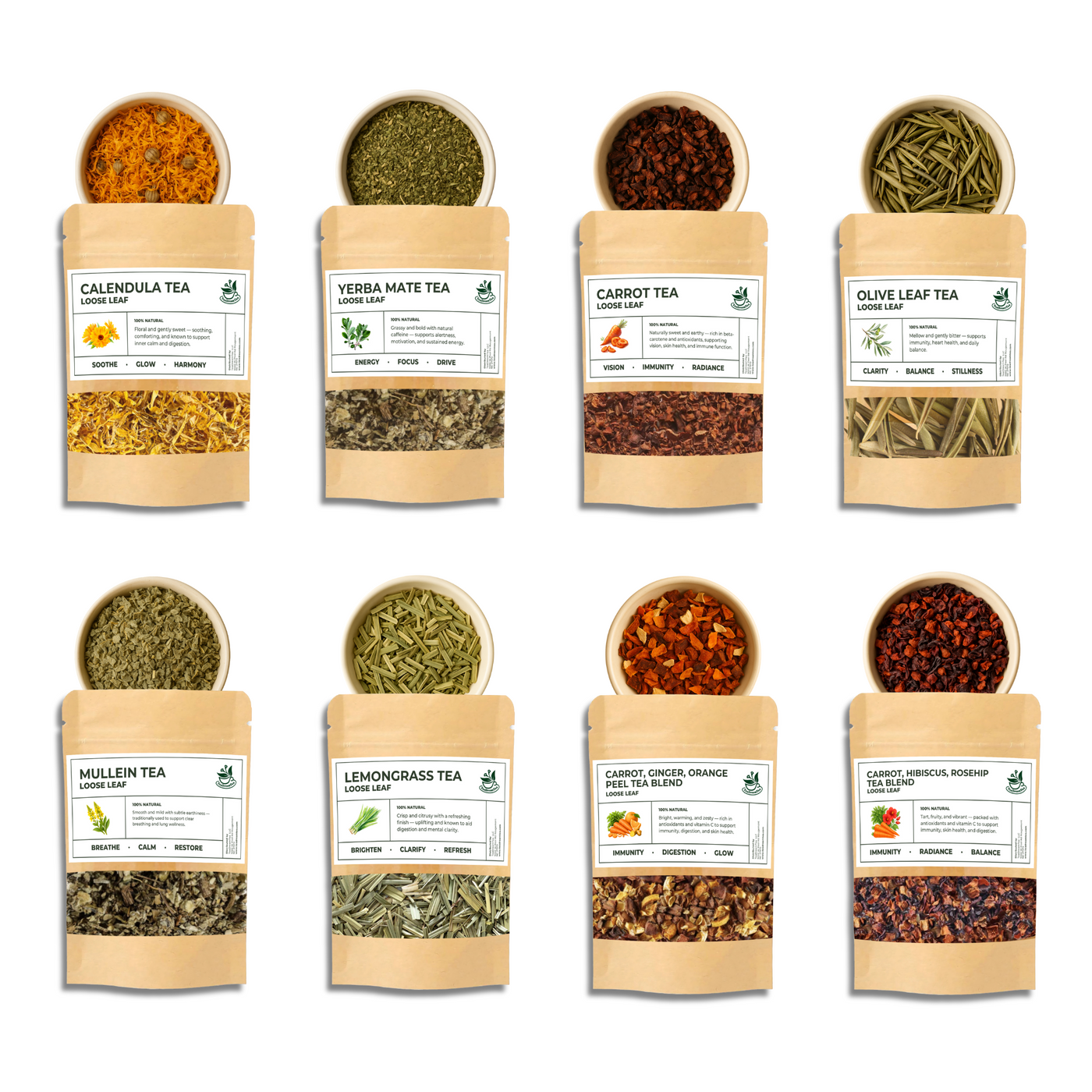 Sip by Mood Loose-Leaf Herbal Tea Gift Box Sampler – 8 Flavors