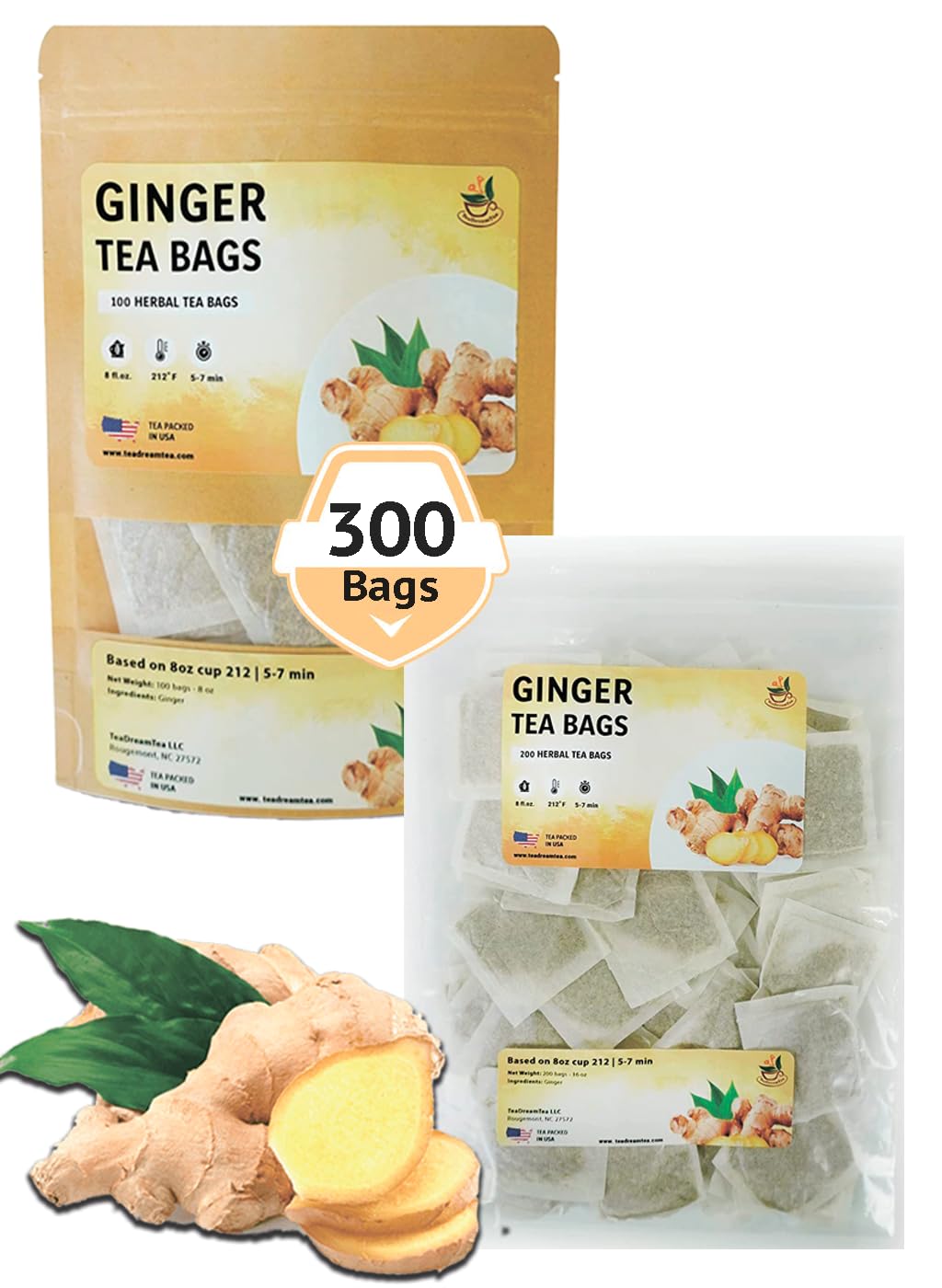 Ginger Tea Bags – Caffeine-Free Digestion & Immune Boost Brew