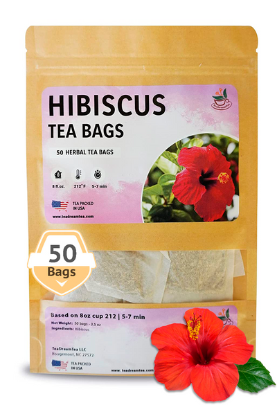Hibiscus Flower Tea Bags - Size 50, 100 and 200 bags - TeaDreamTea